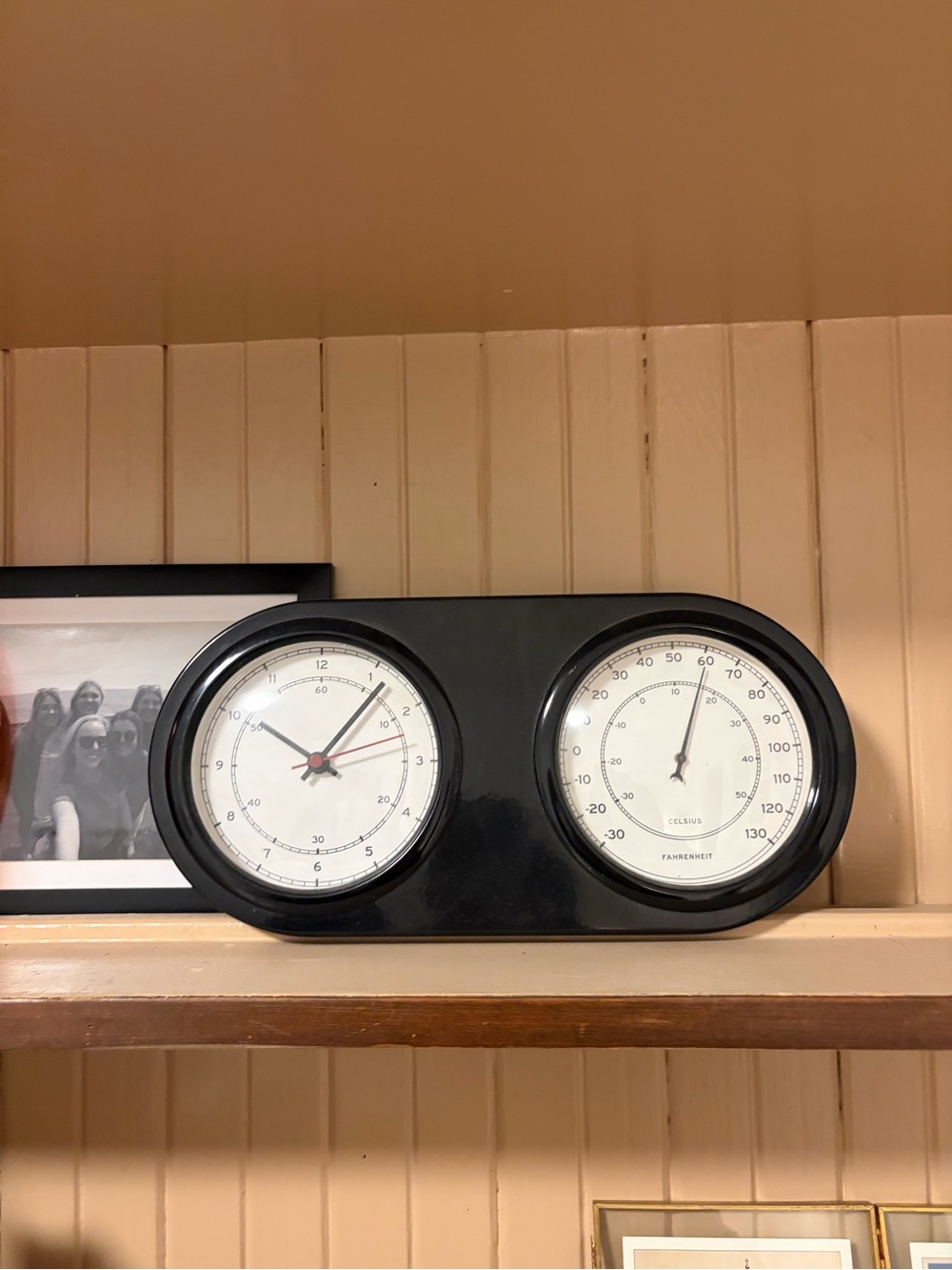 Hearth & Hand Black Dual Dial Clock and Thermometer